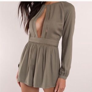 Tobi Olive Long Sleeve Romper